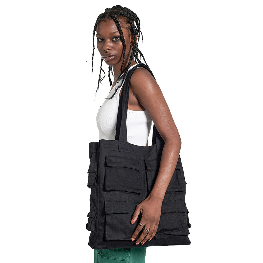 New Workwear Style For Both Men And Women, Large Capacity Nylon Fabric Shoulder Bag, Multifunctional Pocket Tote Bag