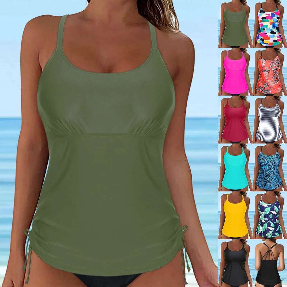 Printed Women Tankinis Set Lace Bikini Push Up Swim Crop Top Swimsuits 1 Piece Swimwear Summer Beach Wear Km-Ly