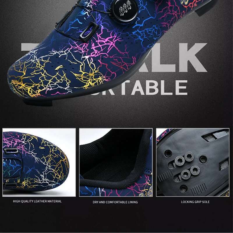 New Professional Men Locking Booster Breathable Double Knob Buckle Women SPD Hard-Soled Road Cycg Shoes