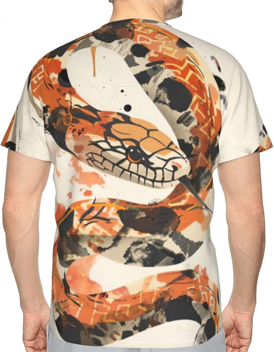 Mens T shirt Snake Painting Trendy 3D Graphic Tee - Snake Graffiti Print Soft Comfort Casual Summer Crew Neck T-Shirt Tops tee Casual tops summer clot