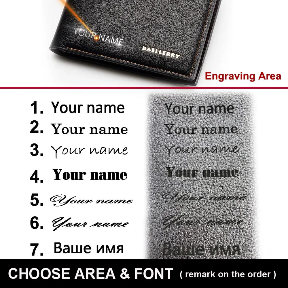 Men Wallets Name Customized Card Holder High Quality Male Purse PU Leather Business Carteria 250305