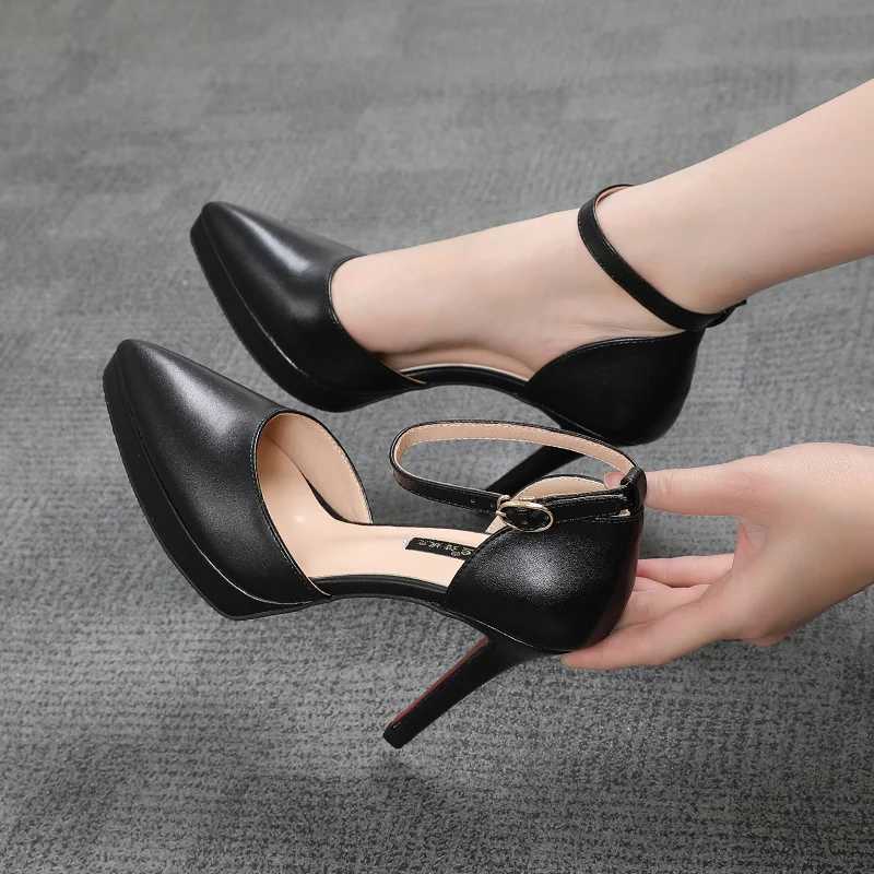 New Fi Wen Pumps Shoes Waterproof Platform e-line Buckle Hollow Pointed Toe 10cm Thin High H Wens Wedding Shoes Y250304
