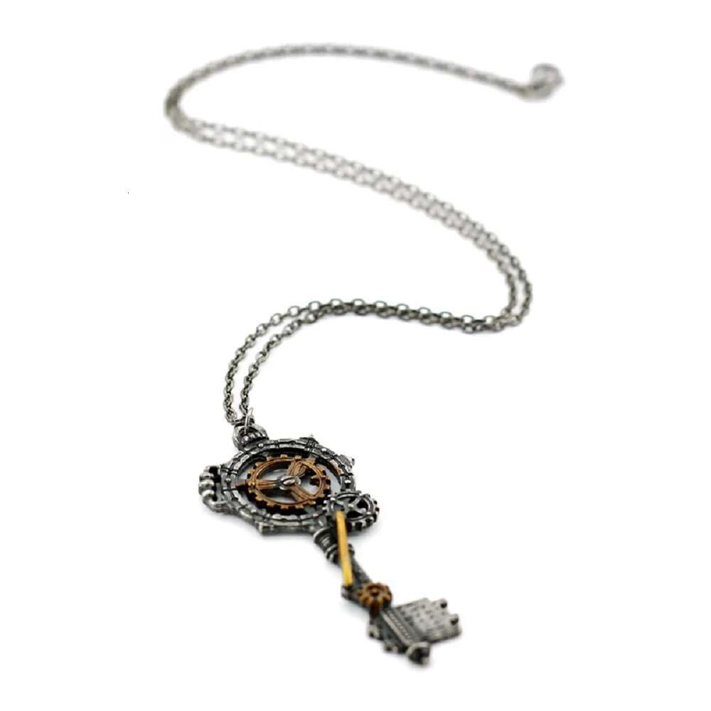 Punk Vintage Pendant Necklace Steampunk Gear Key Metal Alloy Chian Choker Gothic Fashion Jewelry Accessories Gifts