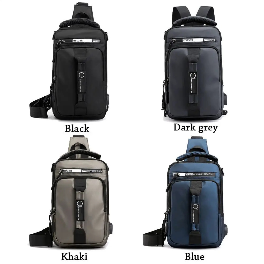 Antitheft Chest Shoulder Bag Mens Sling Crossbody Messenger Backpack USB Port 250227