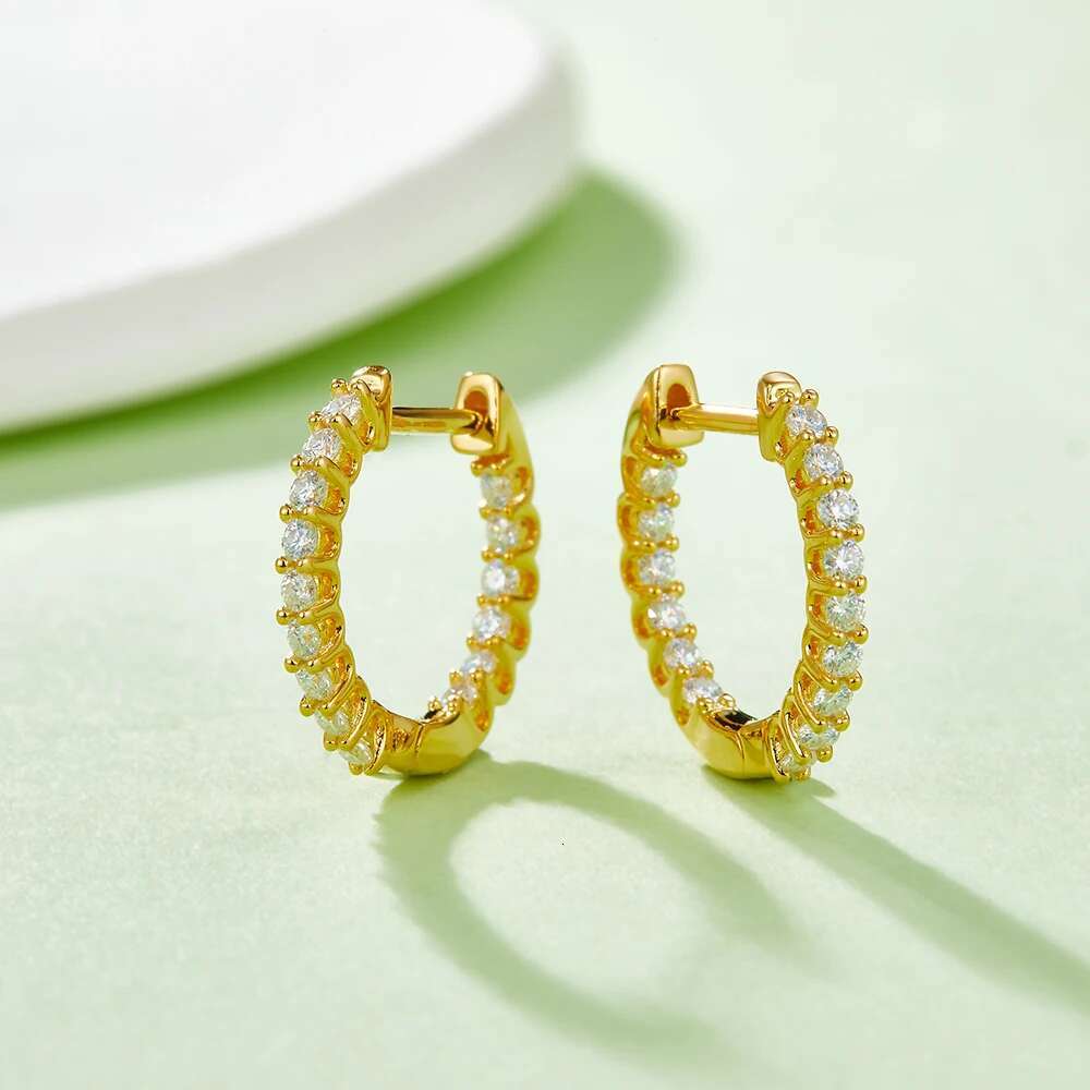Sterg Sier Full Moissanite Dia Small Hoop Earrings Fashion for Women Wedding Jewelry Accessories