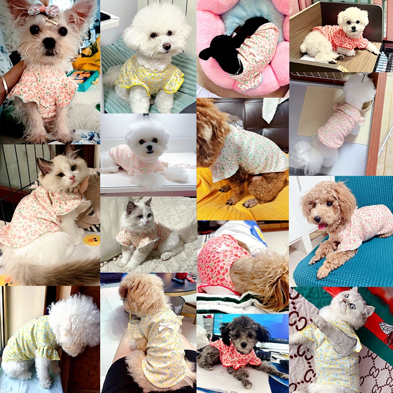 Luxury Dog Clothes Floral Print Dog Vest T-shirt for Chihuahua Bulldog Clothing Lovely Puppy Cat Vest Summer Pet Costume