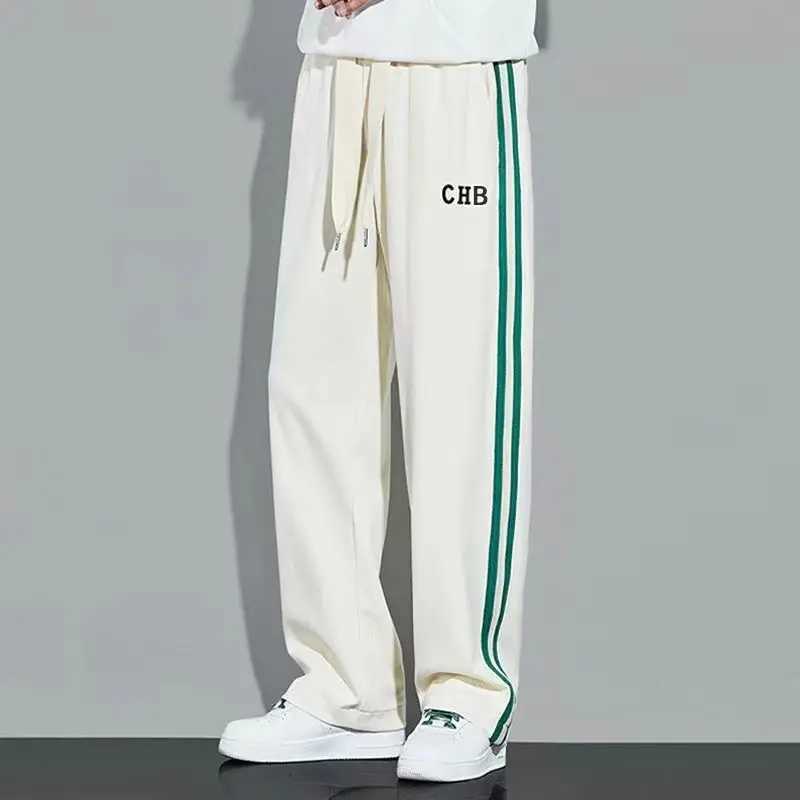 Flce Thick Warm Straight Casual Pants Men Autumn Winter New Patchwork Striped Drawstring Waist Loose Versatile Sports Trousers X250305