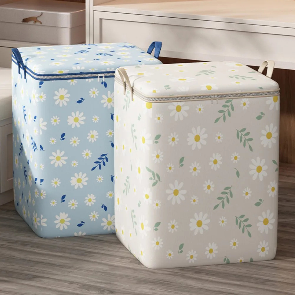 Ship from US Quilt Storage Bag Large Capacity Daisy Clothes Box DustProof MoistureProof Fabric Moving 250305FBB