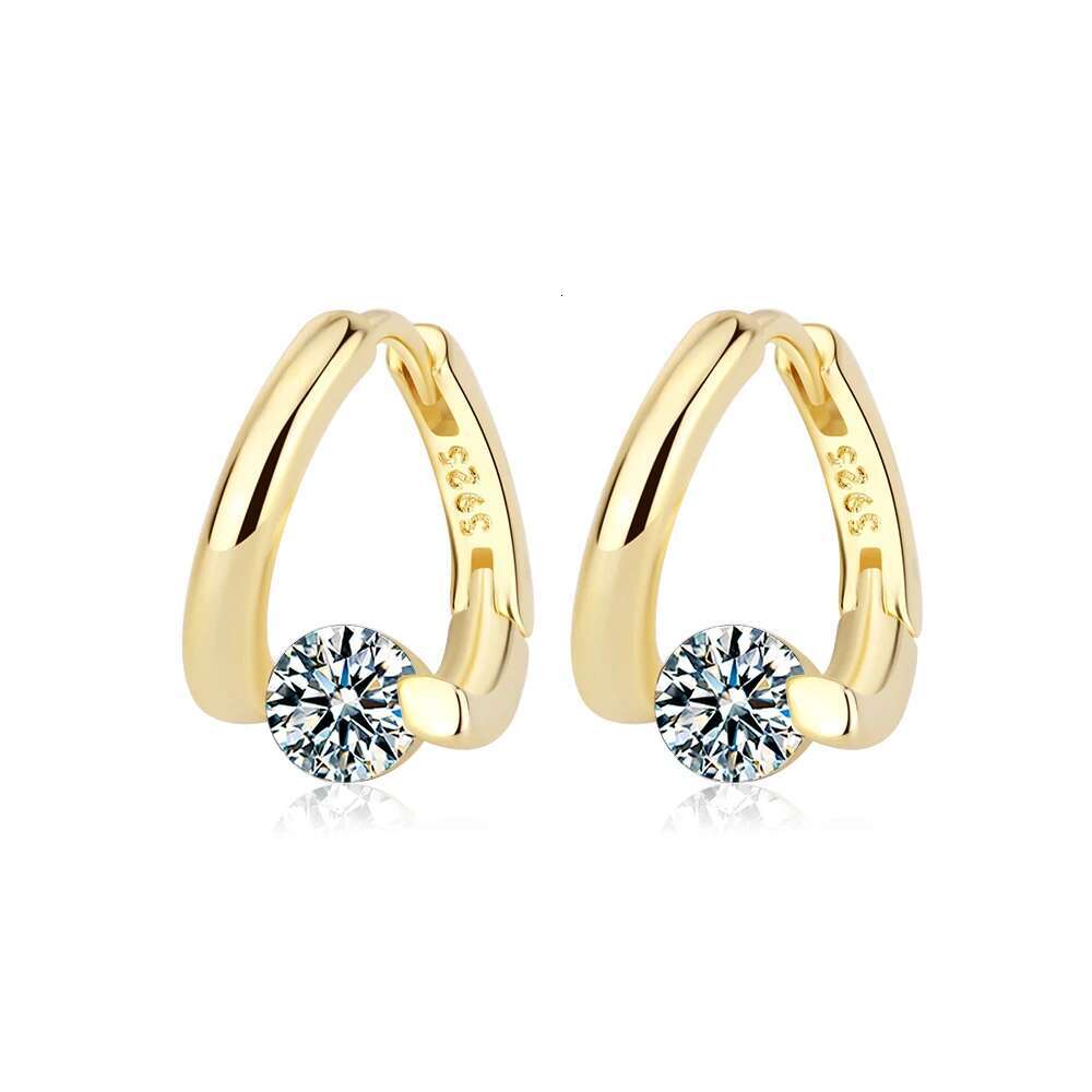 Real 1 Carat Round Moissanite Dia Hoop Earrings Women Sterg Sier Sparkg Wedding Party Fine Jewelry