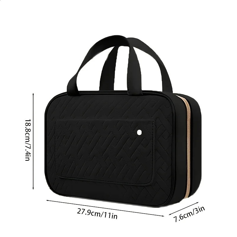Ship from US Waterproof Travel Toiletry Bag Stylish Hanging Organizer with Durable Compartments for Makeup Fullsized Shampoo Bottles To 250305FBB