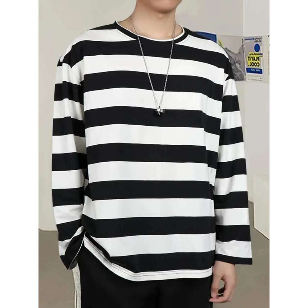 Shirt Striped Streetwear Haruku Couple Female Long Sleeve Gothic Shirts Spring Woman T-Shirt Vintage Blouse Tops KLMY T-
