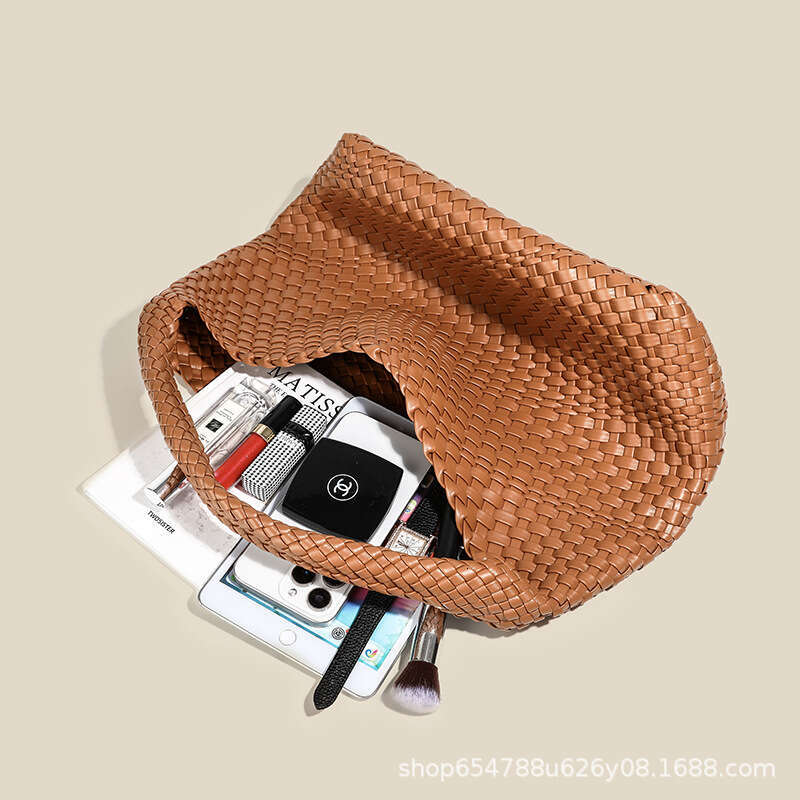Woven Women's Tote, Extra Large Capacity, Hand-Held Vegetable Basket, Shopping Bag, Versatile, Single Shoulder Slanted Hanging Mother And Child B