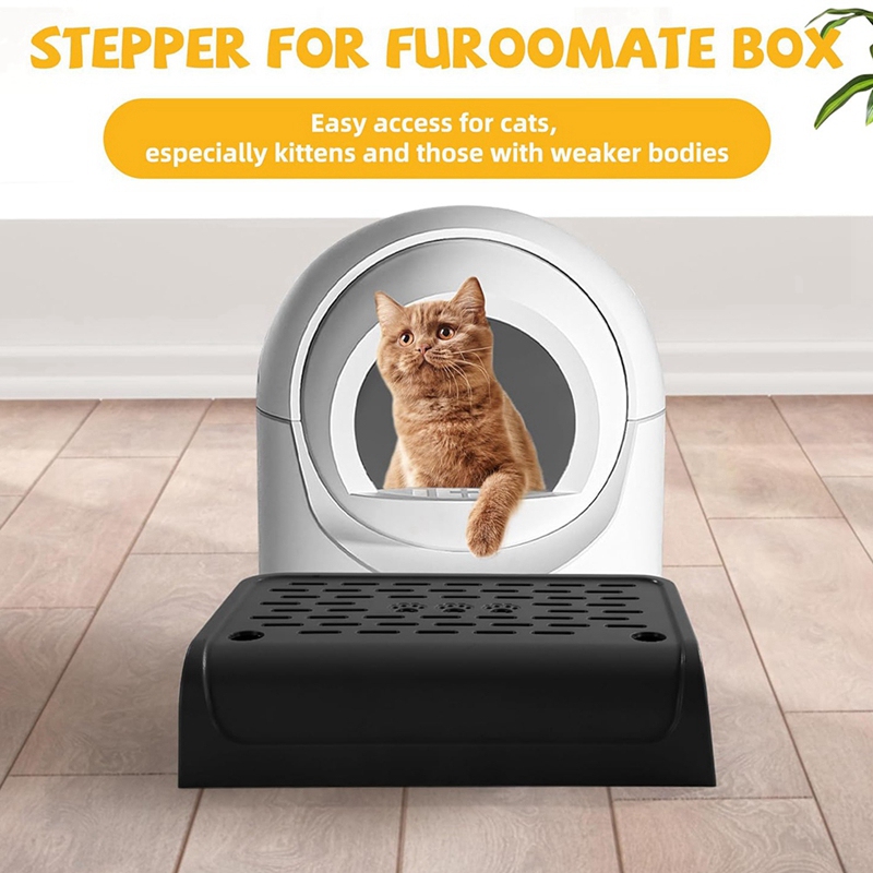 Cat Litter Box Ramp With Filter Function, Double Layered Self-Cleaning Cat Litter Box Litter Trapper With Storage