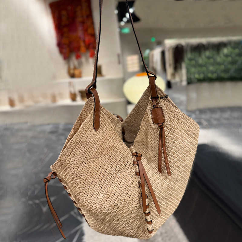 Large Capacity Fashion Summer Straw Woven Bag Women's Woven Bag Handheld Tote Bag Beach Vacation 250315