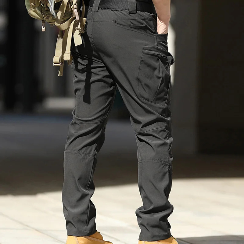 Men Fashion Cargo Pants Solid Color Multi-Pockets Waterproof Trousers Fall Casual Jogger Pants Sweatpants 250304