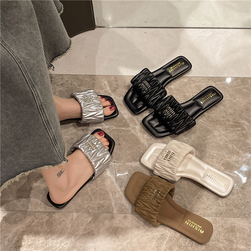 Free Shipping slides designer Slippers for womans flat sandals fashion fold slipper outdoor Indoor holiday women shoes