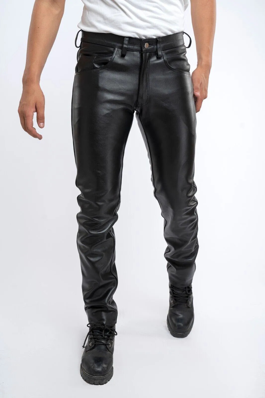 2023 Mens Leather Pants Ultra Thin PU Trouser Fashion Elastic Motorcycle Waterproof and Oil proof Bottom 250304