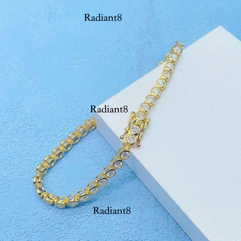 Certified 2mm Moissanite Tennis Bracelet 100% Sterg Sier Plated Gold Round Bubble Dia Bracelets for Women Men