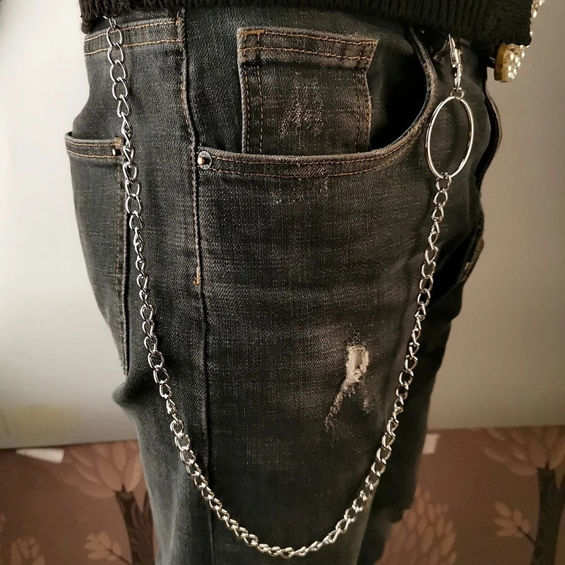 123 Layer Long Metal Belt Chain Rock Punk Hook Trousers Pant Waist Link Wallet Keychain Ring Clip Keyring HipHop 250227
