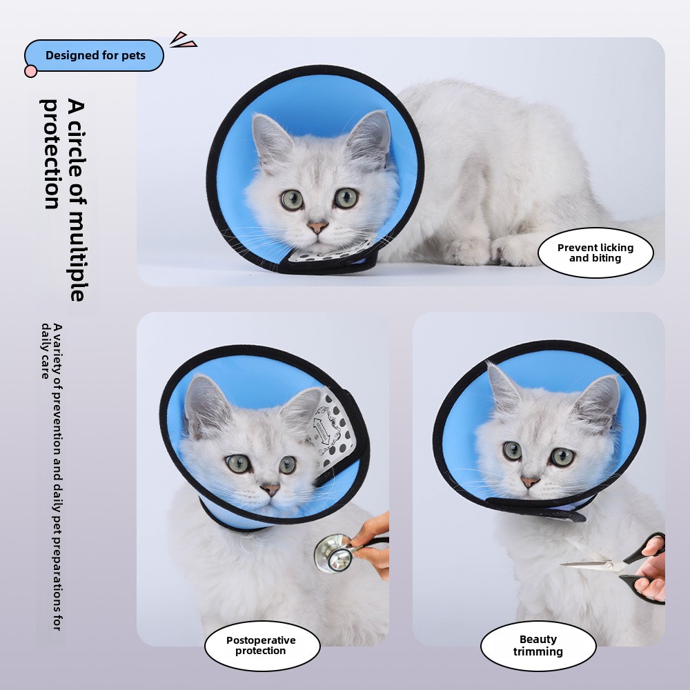 Universal Pet Elizabeth Collar - Post-Operative Head Protection and Grooming Aid for Cats and Dogs
