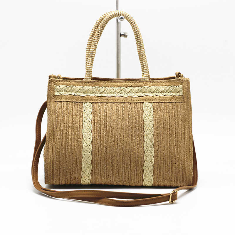Woven Diagonal Cross Bag, Women's Grass Woven Bag, Hand-held Beach Bag, Rice Camel Bag 250315