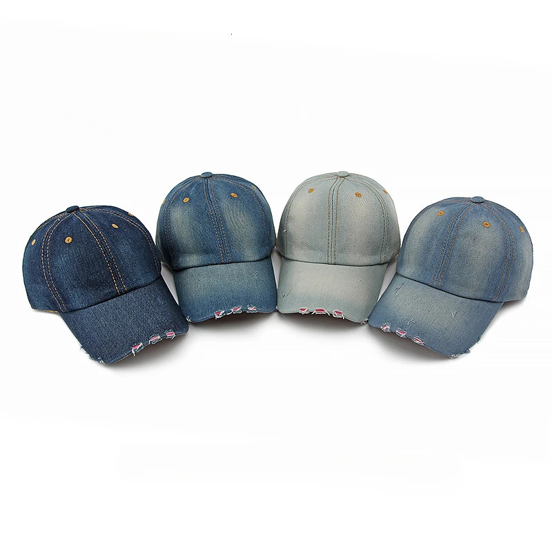 Washed Denim Baseball Cap Mens and Women Outdoor Sunscreen Visor Retro Old Cap Casual Jeans Sport Street Dance Hip Hop Sun Hat 250304