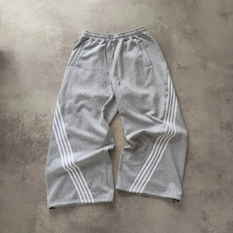 Mens Jogging Sweatpants Striped Casual Retro Fashion Loose Sweatpants Hip-hop Harajuku Street Clothing Y2k Wide-leg Pants Women 250304