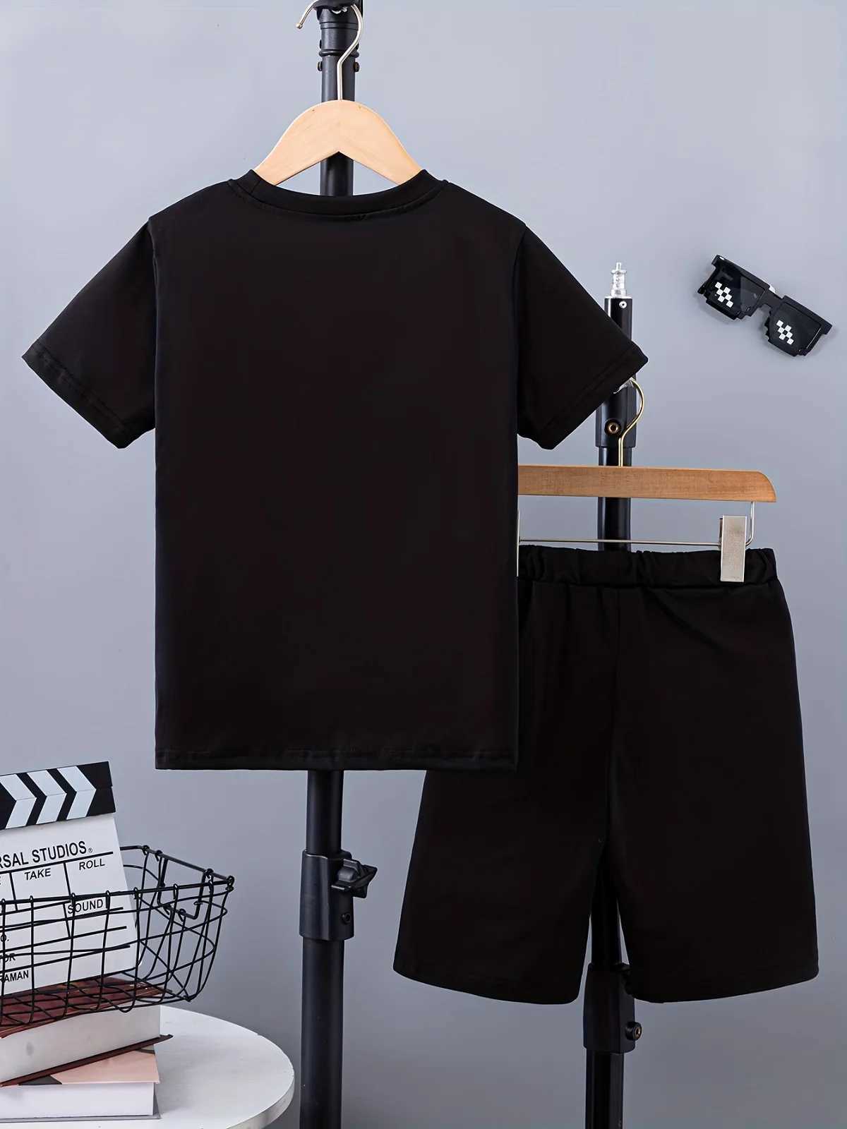 Kids Clothes Boys Girls Summer Dring Top Shorts 2 Pieces Set Teenage Boy Printed Tracksuit Childrens Casual OutfitXJ250305