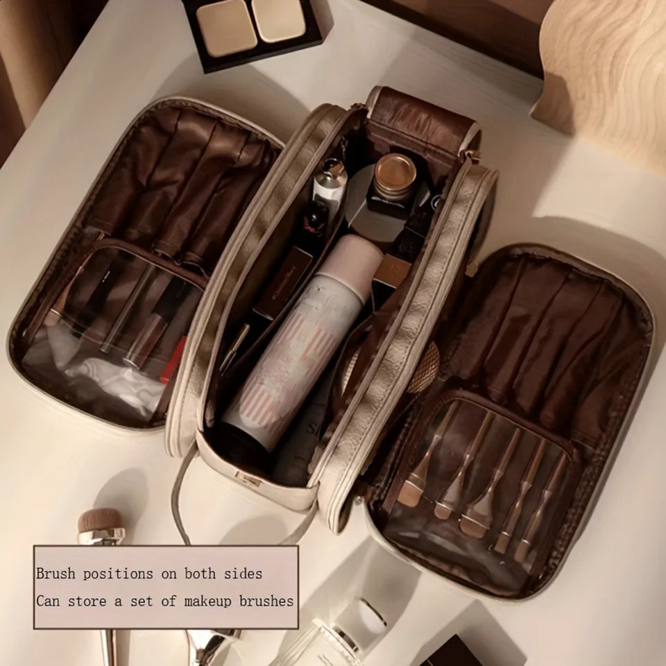 Ship from US Large Capacity Comestic Bag Waterproof Multi Layer Makeup Pouch Toiletry Travel Accessories 250305FBB
