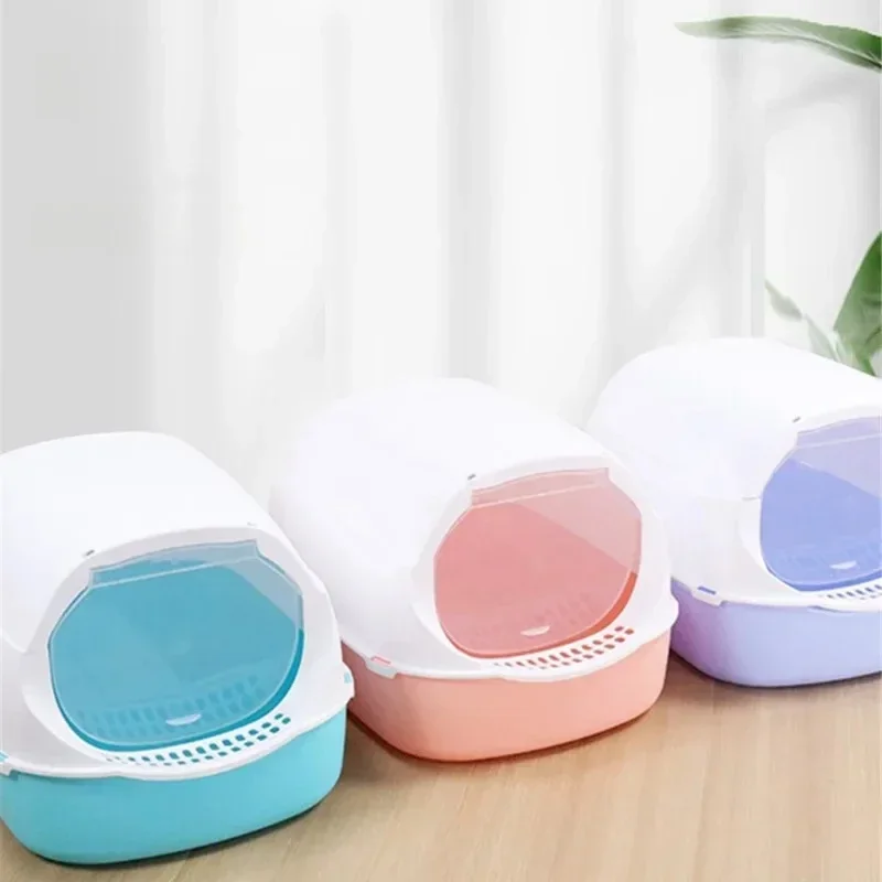 Sandbox Cat Litter Box Semi-enclosed Splashproof Cat Tray Cat Toilet Cleaning Basin Supplies Pet Toilet Kitten Tray Bedpan
