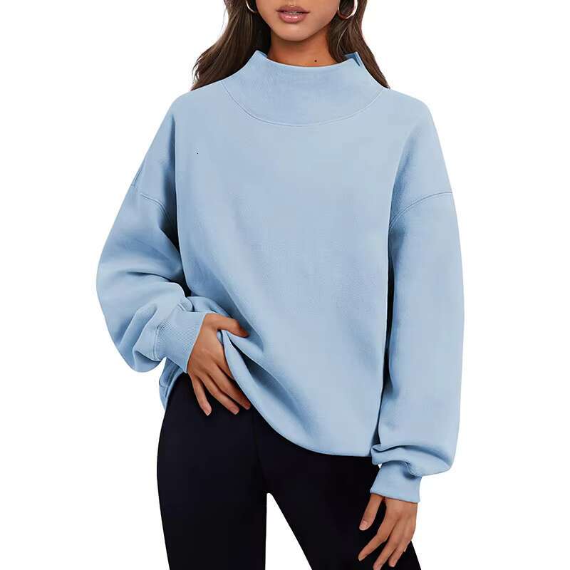 Custom Womens Oversized Plain Sweatshirts Turtleneck Pullover Long Sleeve Hoodies Tops Fall And Winter Casual Outfits Clothes
