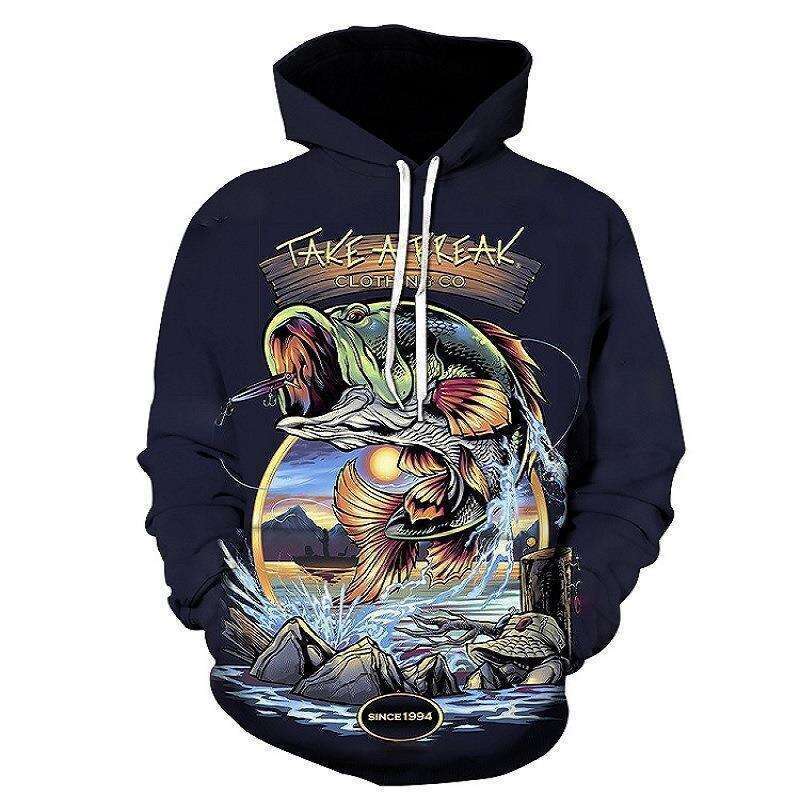 Shopee Men's Fish 3D Digital Printed Hoodie