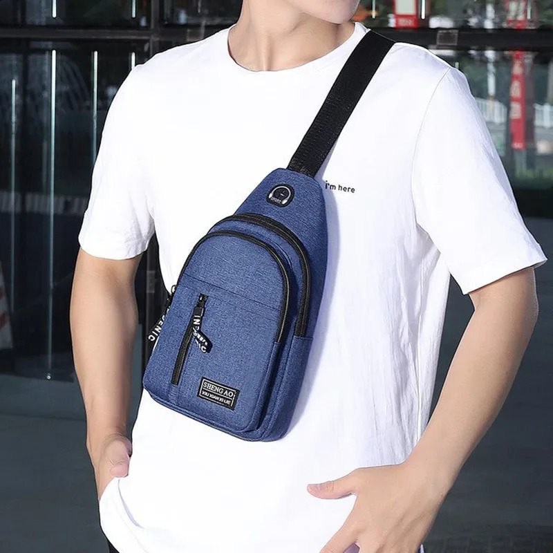 Business Mens Chest Bag Shoulder Messenger Casual Canvas Travel Waist Multifunctional Waterproof Storage 250227