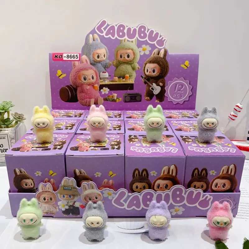 kawai 12pcs Mini hipper Labubu V1 V2 Have A Sit Cry Baby Figures Cute Doll Model Collection Decor Ornament AccessoriesT250305