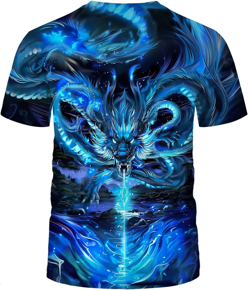 Mens T shirt Mythology Chinese Dragon T-Shirt Funny Anime Graphic Tee Shirt tee Casual tops summer clothes Cool animal patterns