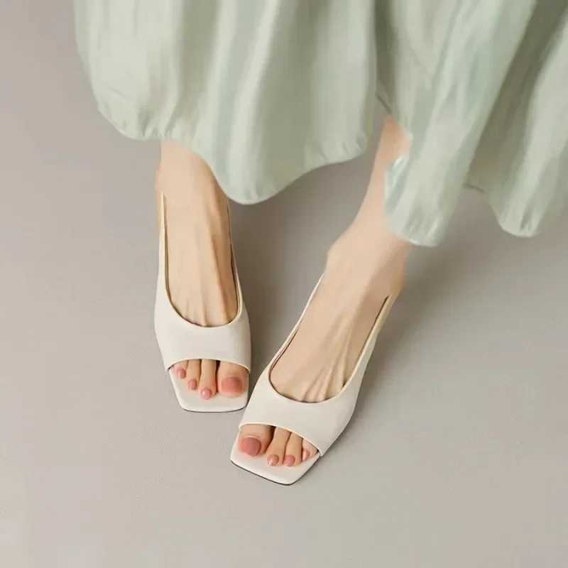 Summer Slim H Square Open Toe Wens High H 2024 Fi Dress Hanging Strap Sexy Wens High Heel Sandals Y250304