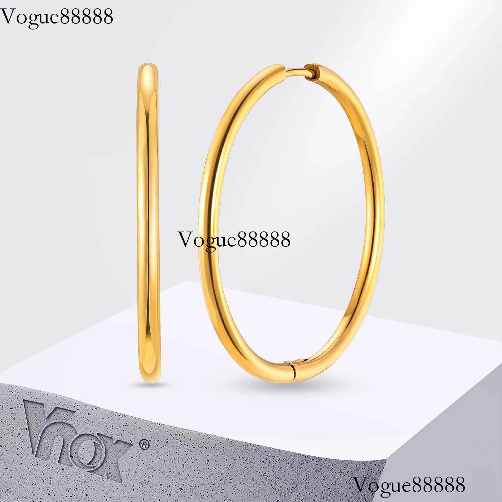 Vnox 20mm/25mm/30mm/40mm Hoop Earrings For Women Girls,Stainless Steel Hoops Pendent 1 Pair Earrings,Fashion Jewelry Gift To Her