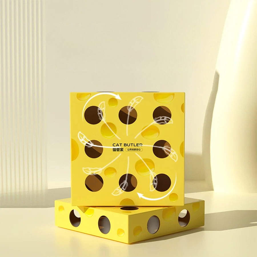 Pet Items Cheese Box Toy Cat Toy Self-pleasure and Boredom Relief Electric Cat Tease Stick Whack-a-mole Interactive Cat Toys