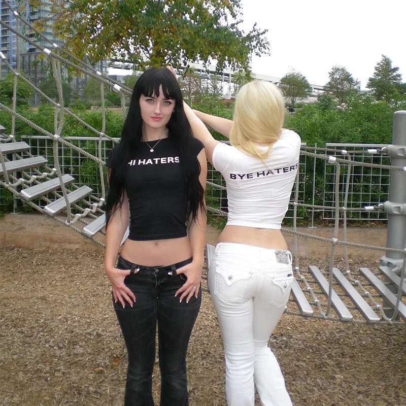 Gothic T-shirt with Hi Haters letters, sexy High Street T-shirts, Harajuku short top, high moulding, grunge, skinny, fresh, Y-Y2k