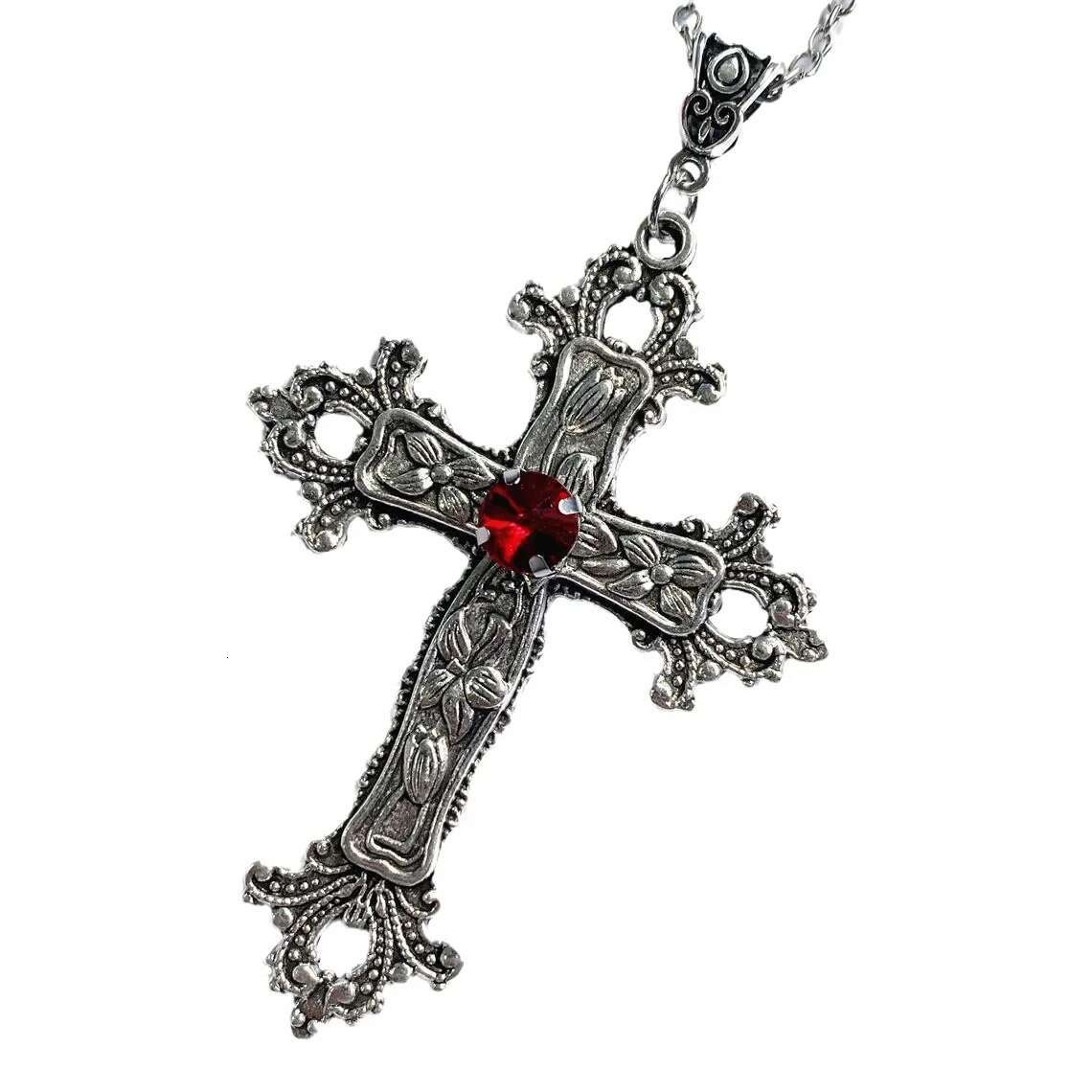 Cross necklace Gothic style zircon inlaid pendant