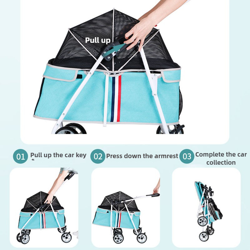 Pet Stroller Detachable and Easy Folding Travel Breathable Aluminum Cat Dog Baby Outdoor Cat Dog Transporter