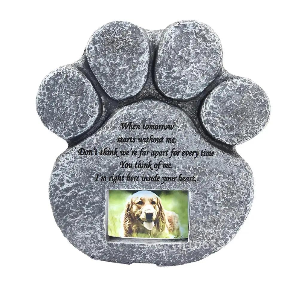 Pet Memorial Stones for Loss of Pet Gifts Paw Print Memorial Shaped Cat Dog Photo Grave Pet Gifts Frame Tombstone