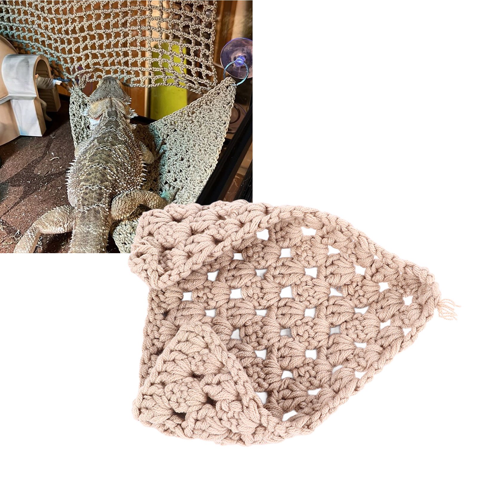 Reptile Hammock Durable Safe Woven Climbing Net Khaki Hammocks Lounger For Bearded Dragon Lizard Pets Supplies