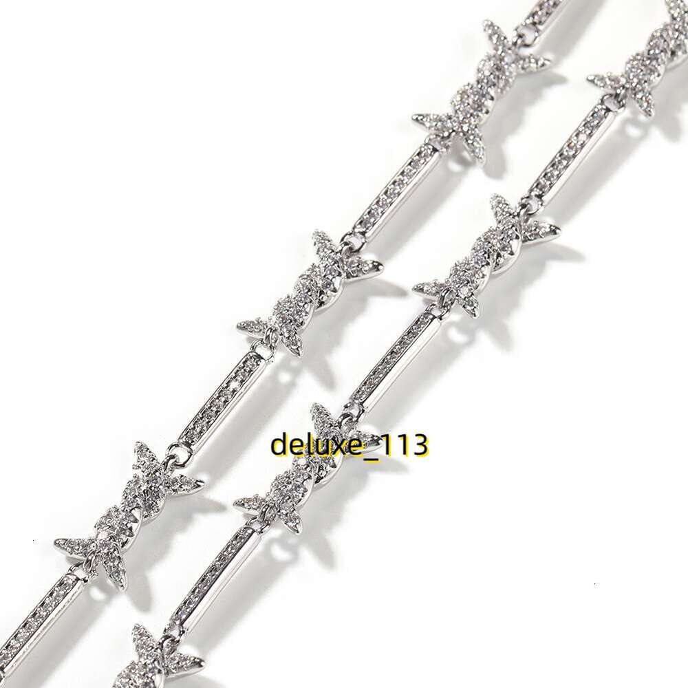 2.6mm Hiphop Fashion New In Thorn Fine Iron Wire Knot Chains Personalized Full Iced Out Cubic Moissanite Prong Set Creative Mens Rapper Necklace Colla