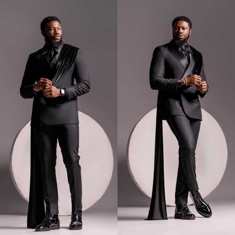 Black Men Wedding Tuxedos With Cloak Customized Double Breasted Business Groom Pants Suits Fashion Show Wear 2 Pieces
