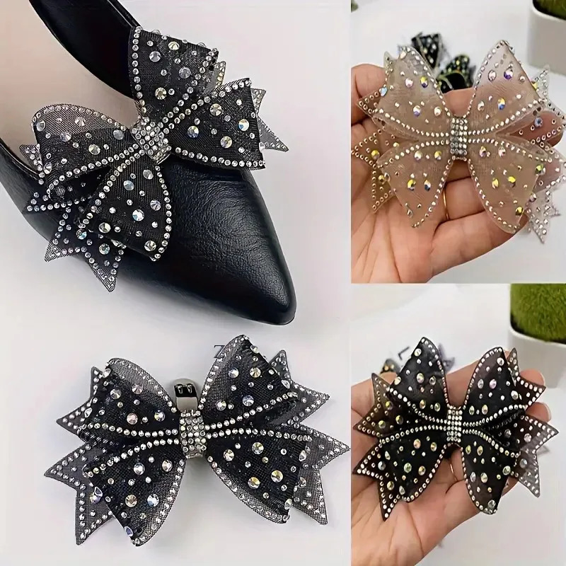 2PCS elegant detachable bow detail shoe clip for decorating wooden flat sandals DIY accessories easy to match shoe decoration 250218