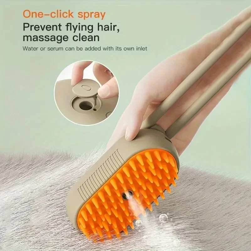 Cat、Dog、Pet Spray Massage Brush, One-Click Steam Spray, Foldable, Rotatable, Hair Combing, Bathing And Hair Removal Brush Comb
