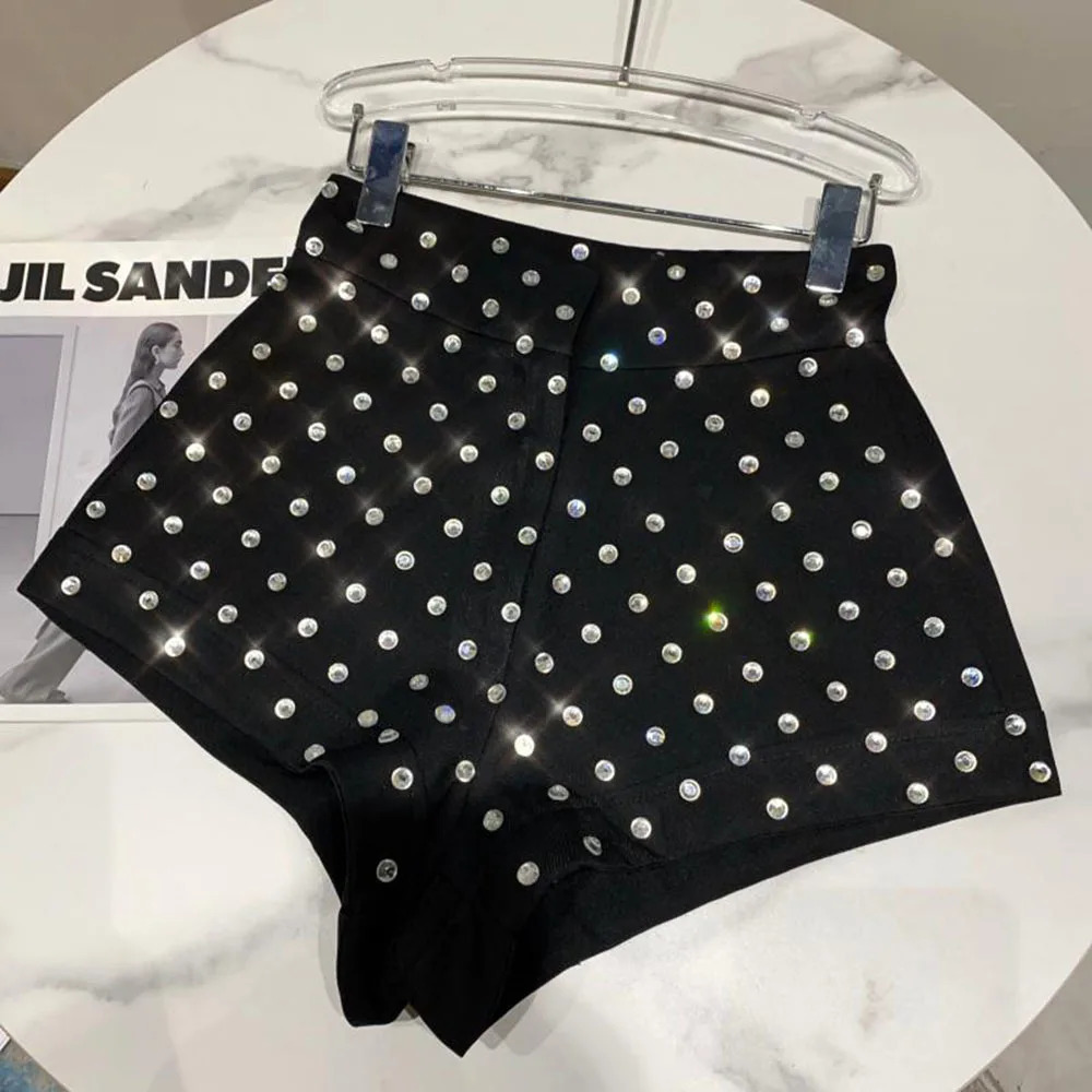 Large Temperament Shorts for Women High Waist Slim Fit White Black Short Trousers Summer 250304