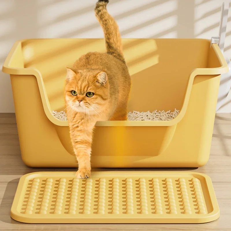 Semi-closed Cat Litter Box Large Capacity Plastic Anti-Splash Cats Toilet Bedpan Big Mac Oversized Cat Tray Bedpan Pet Supplies
