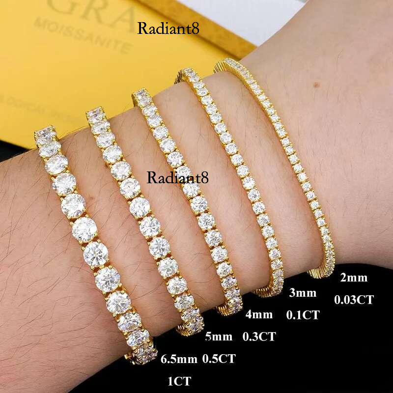 EWYA Real D Color Full 2/2.5/3/4/5/6.5mm Moissanite Tennis Bracelet For Women S Plated Rose Gold Dia k Bracelets
